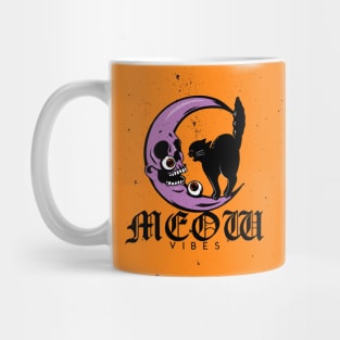 Meow Vibes Angry Black Cat Design Mug